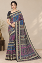 Royal Blue & Magenta Sambalpuri Bandha Ikat Saree Crafts Odisha